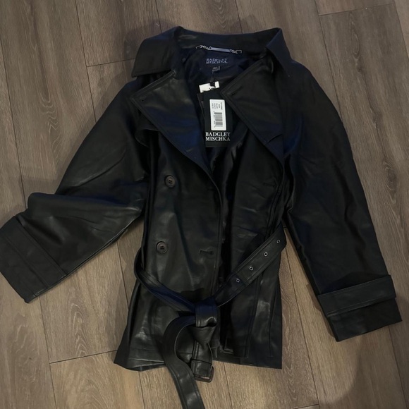 Badgley Mischka Jackets & Blazers - NWT badgley mischka DOUBLE BREAST FAUX LEATHER JACKET